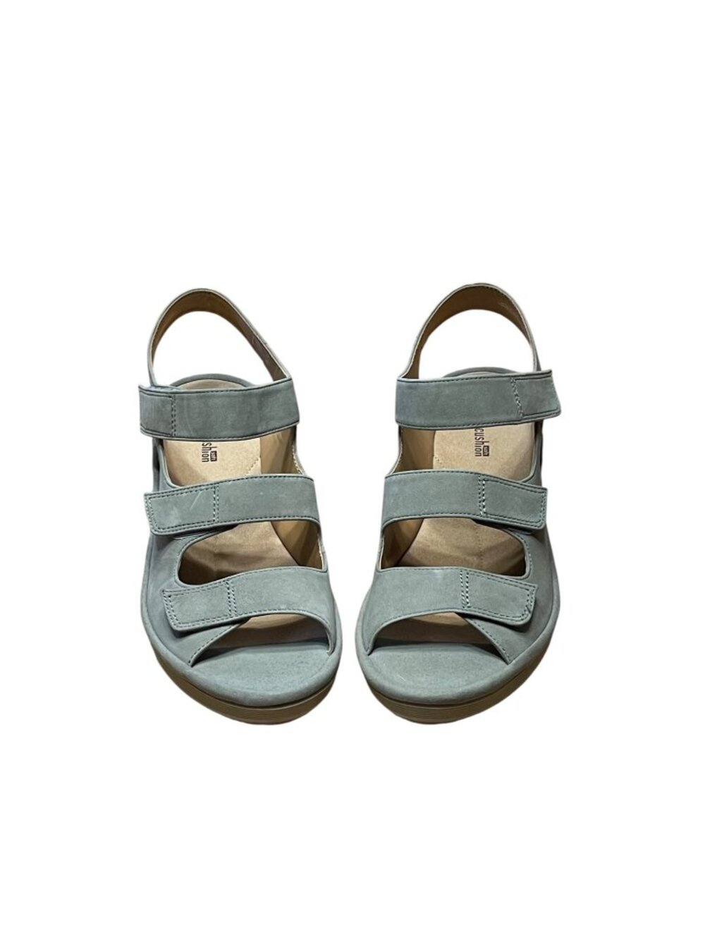 Clarks Collection Womens Soft Cushion Wedge Sandals Size 8W Gray Adjustable Stra - Picture 4 of 10